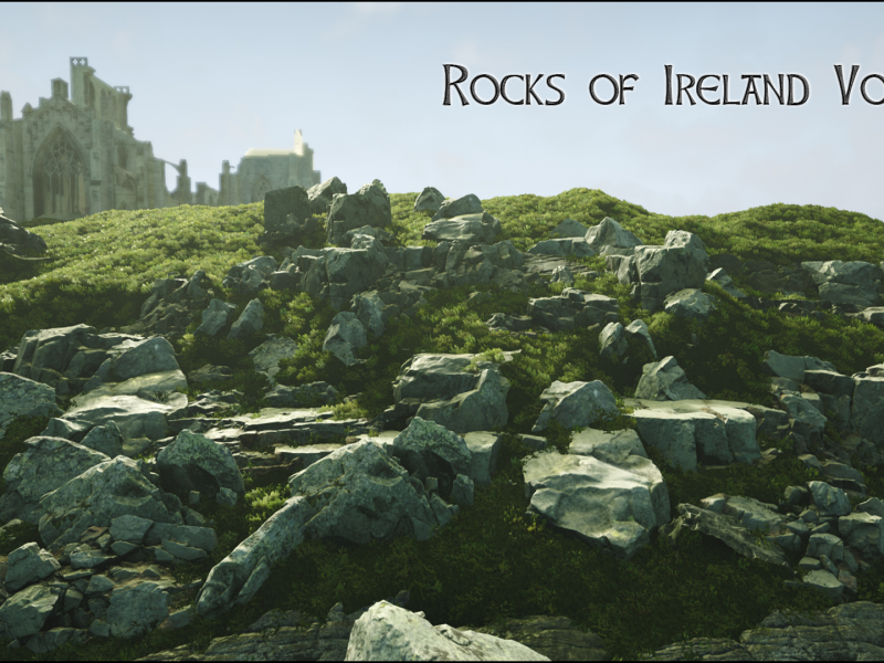 Rocks of Ireland - 3D Scanned, + Grass, Landscape Mat