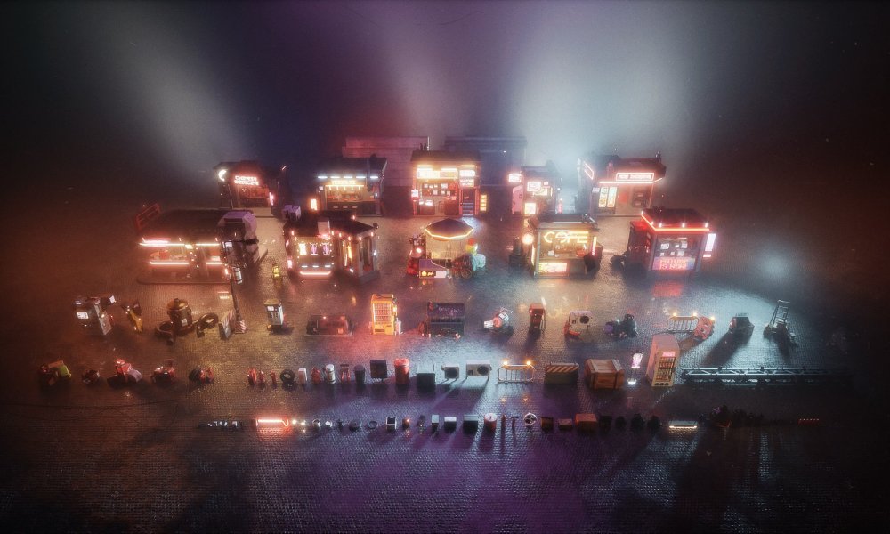 Kitbash3D - Props: Cyber Streets