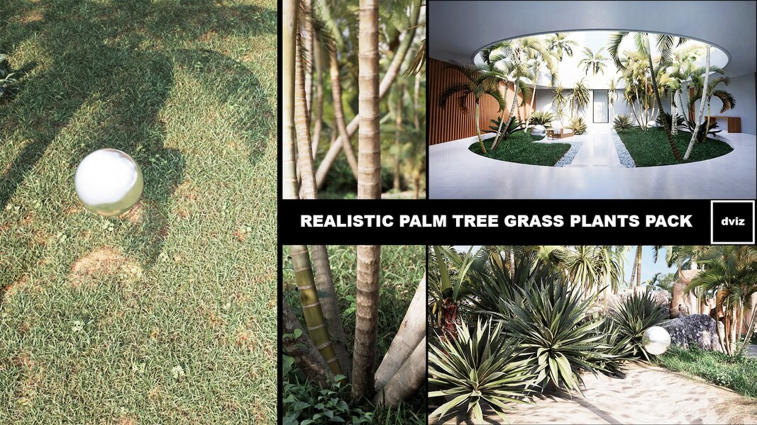 Realistic PALM TREE GRASS PLANTS